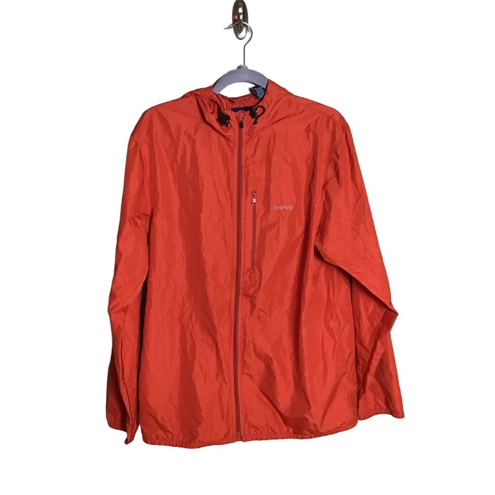 Chaps Mens Vintage Windbreaker Med. Orange EUC Activewear lightweight Packable